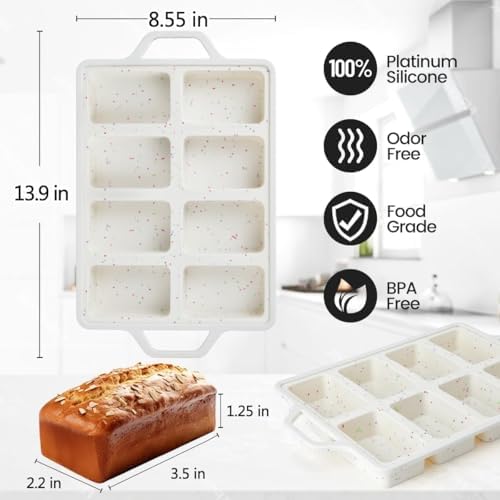 Mini Loaf Pans, Metal Reinforced Frame Silicone Bread Loaf Pans 8