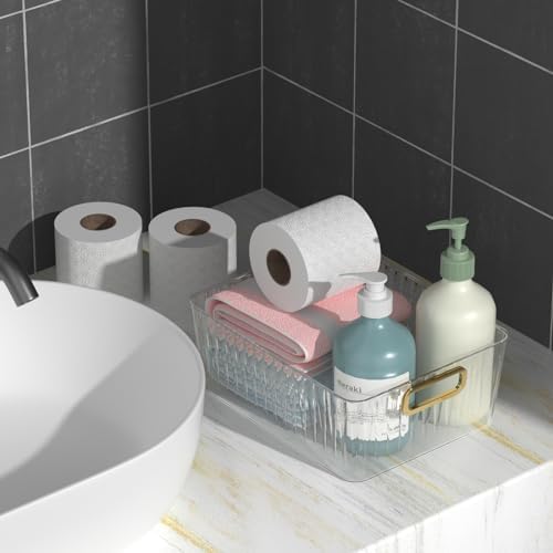 Kekow 6-Pack Clear Pantry Organizer Bins, Plastic Storage Bins with