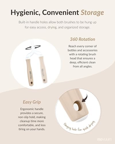 Moyuum Silicone Baby Bottle and Nipple Brush Set | Made in Korea