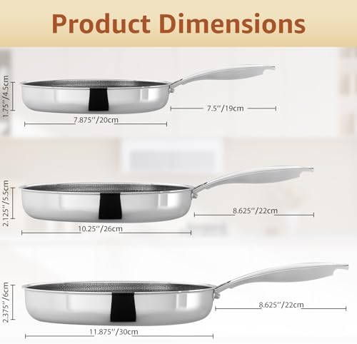 LOLYKITCH Hybrid 8-10-12 Inch Nonstick Frying Pan Set | PFOA Free