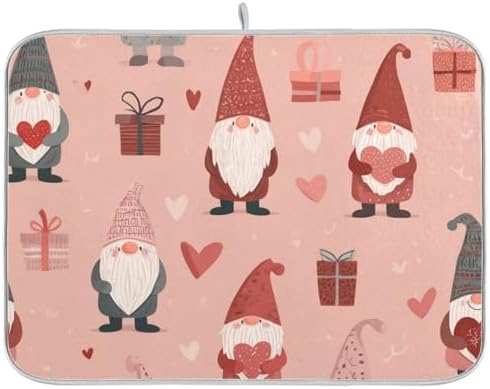 OTVEE Pastel Gift Print Dish Drying Mat for Kitchen Counter Absorbent