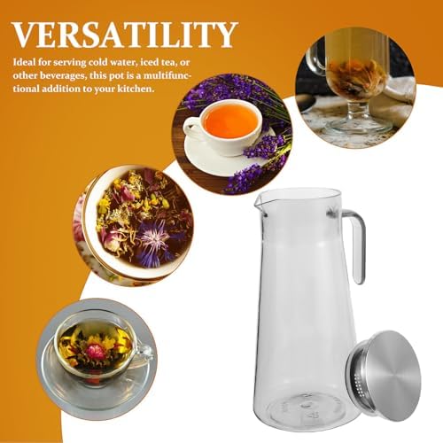 Acrylic Drink Pitcher with Lid, 1.5 L Hot and Cold Beverages