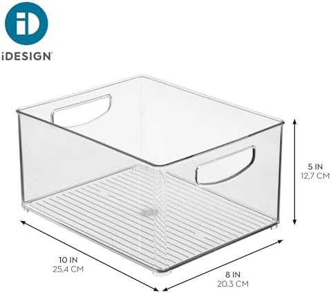 iDesign Stackable Storage Bin with Handles, Set of 4, Clear