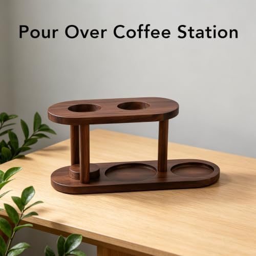 Natural Wood Pour Over Coffee Station, 14.6in Elevated Dripper Stand