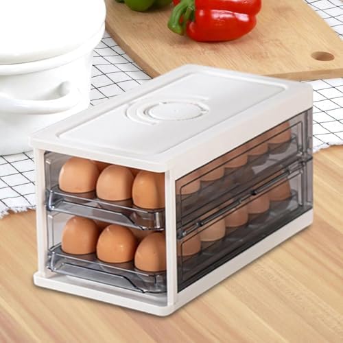 Egg Holder for Fridge 2 Layer 36 Egg Tray Drawer Type Storage Bin for