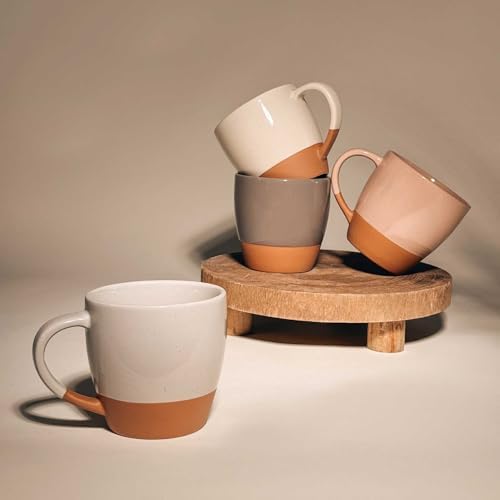 MORA Ceramic Large Latte Mug Set of 4, 16oz - Microwavable, Porcelain