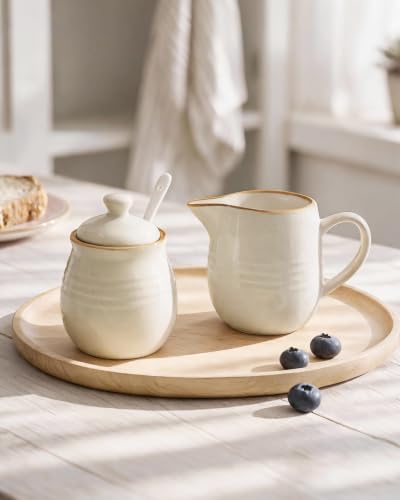 famiware 10oz Sugar Bowl & 13oz Creamer Set, Coffee Serving, Vanilla