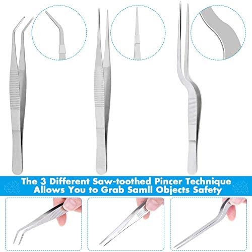 Cridoz 7 Pcs Stainless Steel Kitchen Cooking Plating Tweezers Tongs