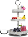 Adjustable 3 Tiered Tray Stand with Interchangeable Handles, White