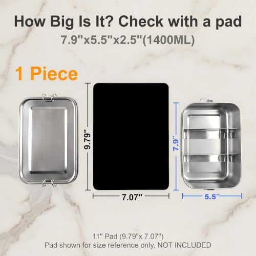 Stainless Steel Bento Box for Adult/Kids, 47oz Leak Proof Lunch Box