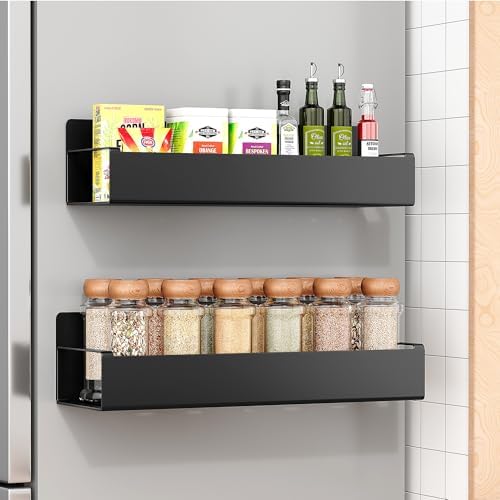 Vetacsion 2-Pack Moveable Magnetic Spice Racks, Black