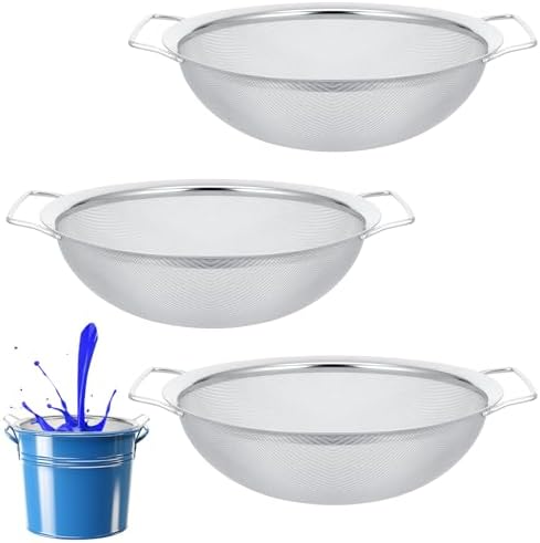 3-Pack Stainless Steel Fine Mesh Paint Strainer, 14 Inch Large