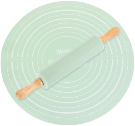 uxcell 6.7 Inch Silicone Rolling Pin and Pastry Baking Mat Set Small