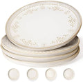 Artena Large Ceramic Dinner Plates Set Of 4, 10.75 Inch Embossed