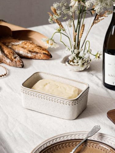 LE TAUCI Butter Dish with Lid for Countertop, Ceramic Butter