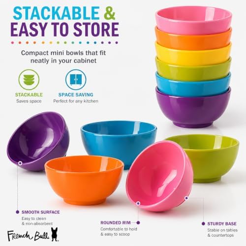 French Bull Melamine Mini Bowls, 10 oz, Set of 6, Multicolor