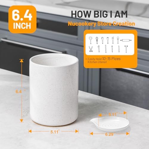 Nucookery Utensil Holder with Spoon Rest for Kitchen Counter, 6.4''