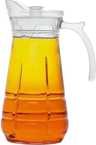 Glass Pitcher w Lid & Thumb Rest Handle-Sleek & Elegant Jug Drinkware