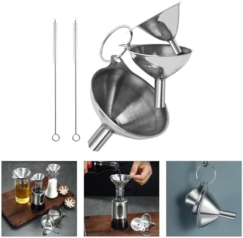 3Pcs Stainless Steel Kitchen Funnel Set Food Grade Metal Small Funnel