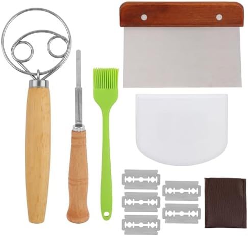 Danish Dough Whisk Set, Dough Hook, Bread Lame, Bench Scraper