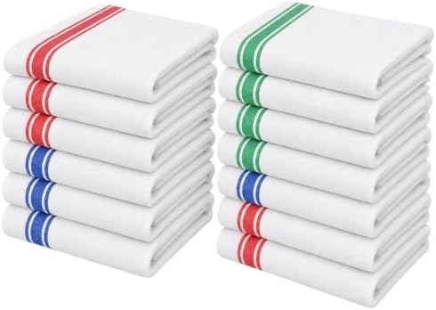 Aunti Em's Kitchen Vintage Striped Cotton Dish Towels, Multicolor