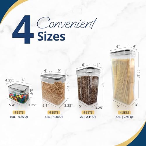 Reli. Pantry Organizers & Storage | Food Containers with Lids, 16 Sets
