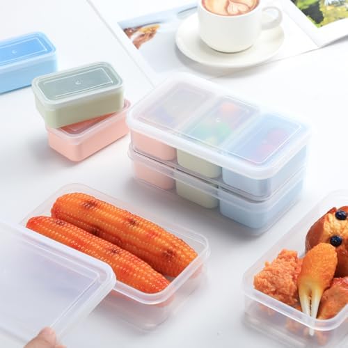 SiliFine 4 Set Snack Containers with 3 Removable Compartments Reusable
