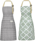 2 Pieces Aprons for Women with Pockets, Cotton Linen Waterproof