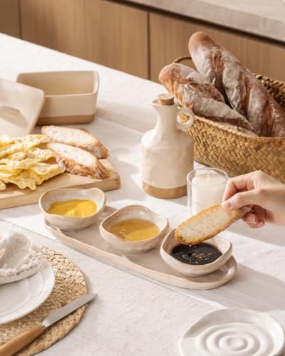 Besmeety Chip and Dip Serving Set of 4, Soy Sauce Dish with Serving Platter