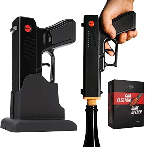 Electric Gun Wine Corkscrew Bottle Opener - Rechargeable Holster Base