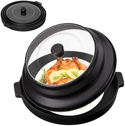 2 in 1 Microwave Splatter Cover for Food with Anti-scald Base Plate