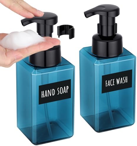 Segbeauty Plastic Square Foam Pump Bottle Refillable 15.2oz, 2pcs