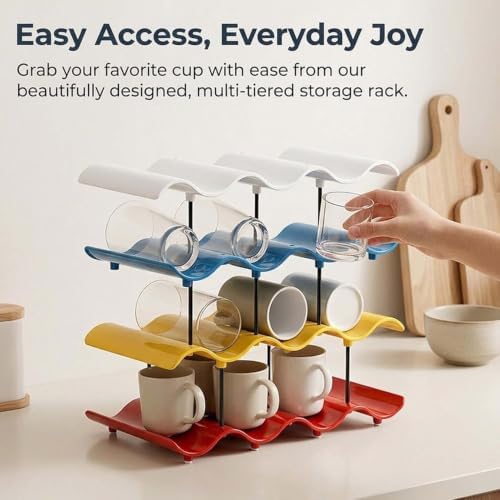 3-Tier Wave Cup Storage Rack, Multi-Tier Stackable Water Bottle