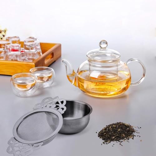 4 Set Tea Strainers with Drip Bowls Loose Leaf Tea Strainers