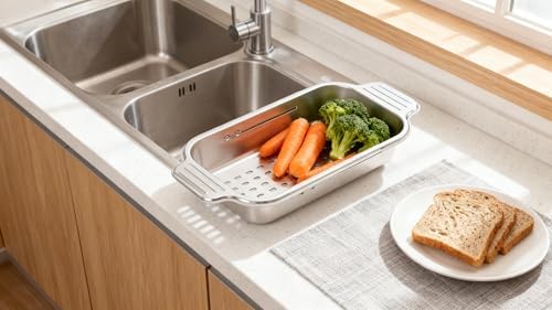 Extendable Colander 304 Stainless Steel Over Sink, 2 PCS