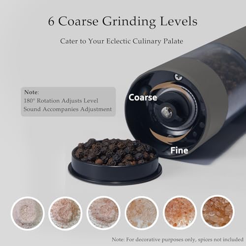 Electric Salt and Pepper Grinder Set, USB Rechargeable, Greige