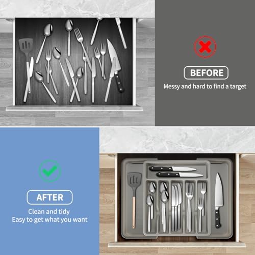 Expandable Silverware Drawer Organizer – Adjustable Utensil Tray &