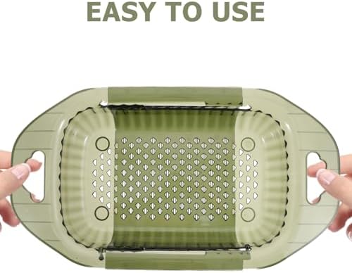 Expandable over Sink Colander Basket, PET Drain Strainer for Pasta
