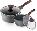 SENSARTE Nonstick Sauce Pan Set with Lid, 1.5+2.5 Quarts, PFOA/PFOS