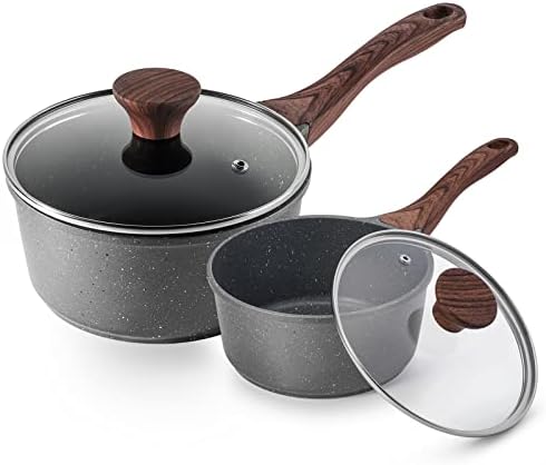 SENSARTE Nonstick Sauce Pan Set with Lid, 1.5+2.5 Quarts, PFOA/PFOS