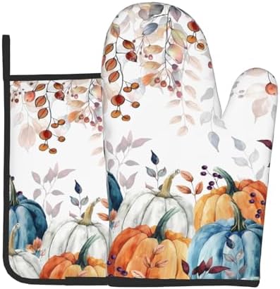 Thanksgiving Pumpkin Oven Mitts and Pot Holders Set