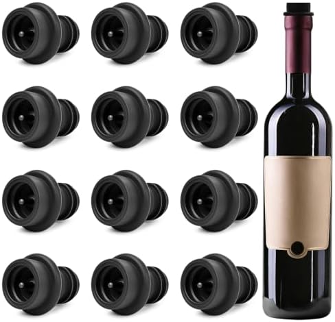 Vacuum Wine Stoppers 12 Pack, Silicone Wine Saver Seals