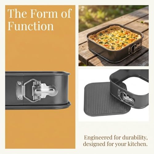 3 Pcs Springform Cake Pan Set, Nonstick Leakproof Square Cheesecake