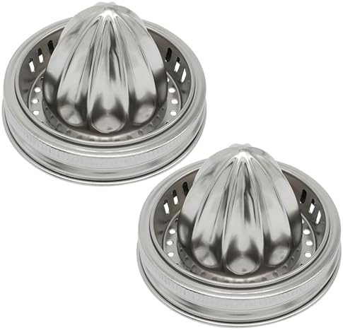 2 Pack Stainless Steel Juicer Lids for Mason Jars