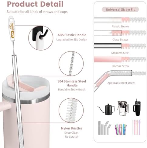 15 Inch Extra Long Straw Cleaner Brush Set, 5PCS for Stanley 40 oz