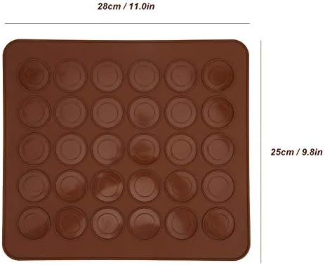 Haofy Silicone Macaron Mats, 2x30-Grid Non-Stick Baking Brown