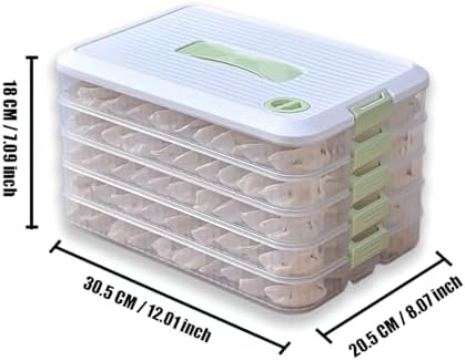 Refrigerator Dumpling Storage Box, 5-Layer, Green