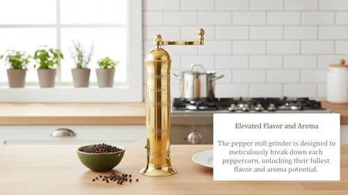 Original Greek Pepper Mill, Brass, 9"