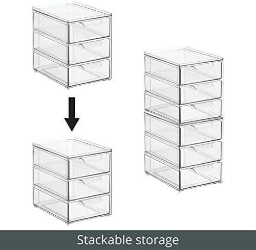 mDesign Plastic Stackable 3-Drawer Kitchen Storage Organizer - Bin