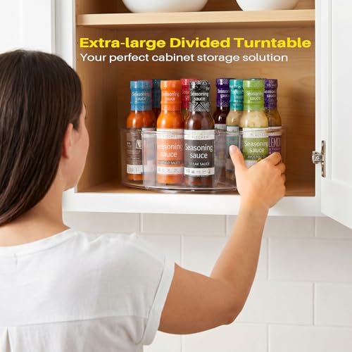 Divided Lazy Susan Turntable Organizer, 11.5" Clear Round Lazy Susan